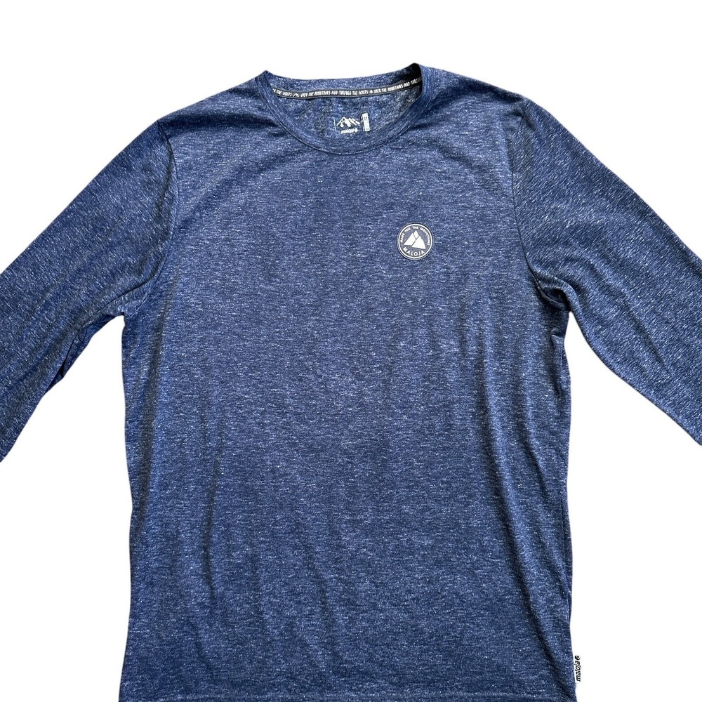 Maloja Long Sleeve Performance Shirt Mens Medium Blue Heathered Mountain Graphic
